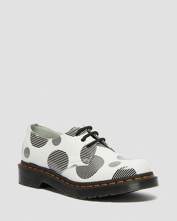 Women's Dr Martens 1461 Polka Dot Smooth Leather Oxfords Shoes White | AU 366AHK